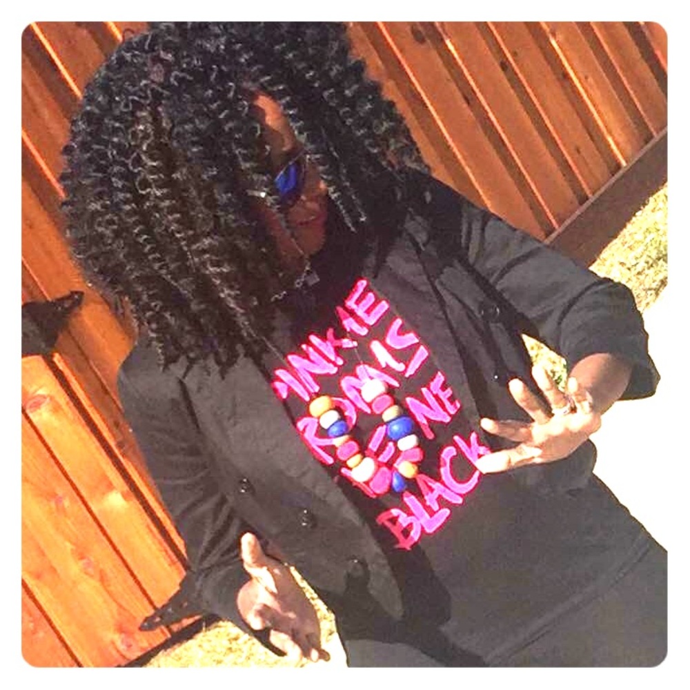 Black Graphic Tee with Hot Pink Script